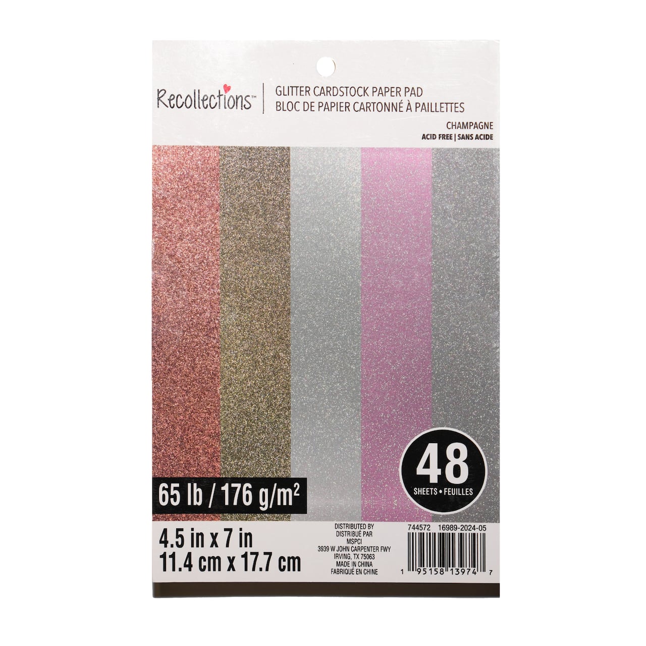 6 Pack: 4.5" x 7" Champagne Glitter Cardstock Paper Pad by Recollections™